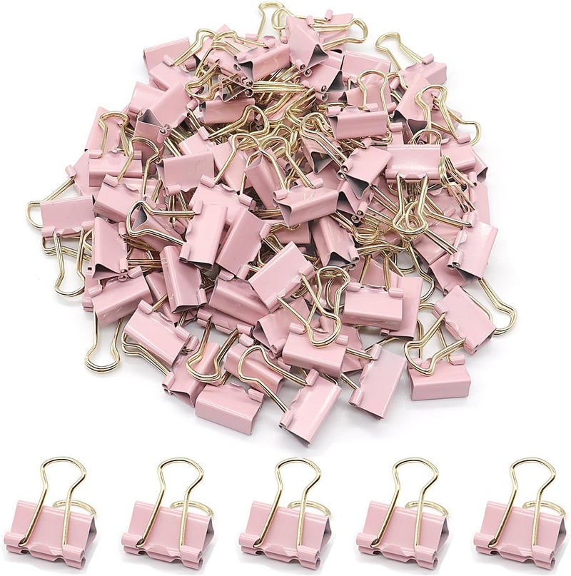 YCVIORING Mini Binder Clips, 100 Pack, Light Pink, 15mm (5/8 inch), Office, Home, School, Crafts, Tempered Steel, Modern Style - Image 1